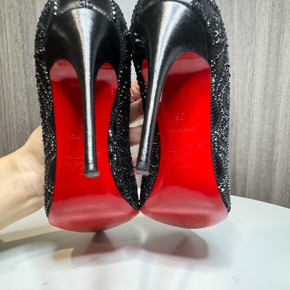 Louboutin Top Vague strass pumps in black leather - Picture 6 of 10